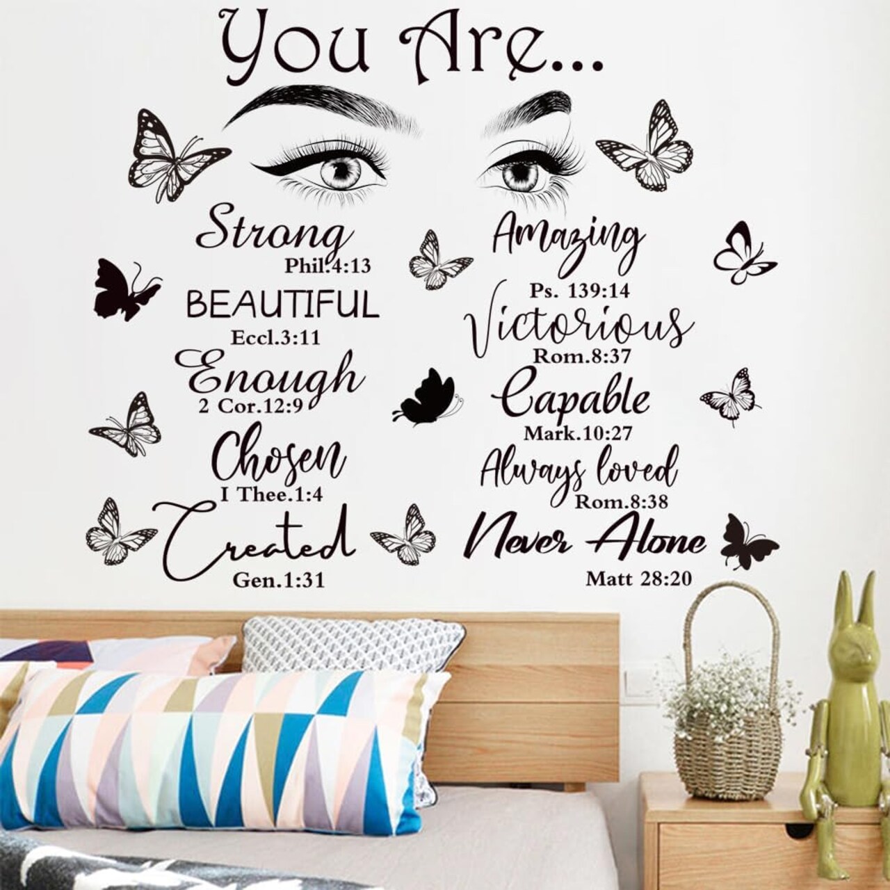 Inspirational Wall Stickers Eyelash Eyes Vinyl Wall Art - Black